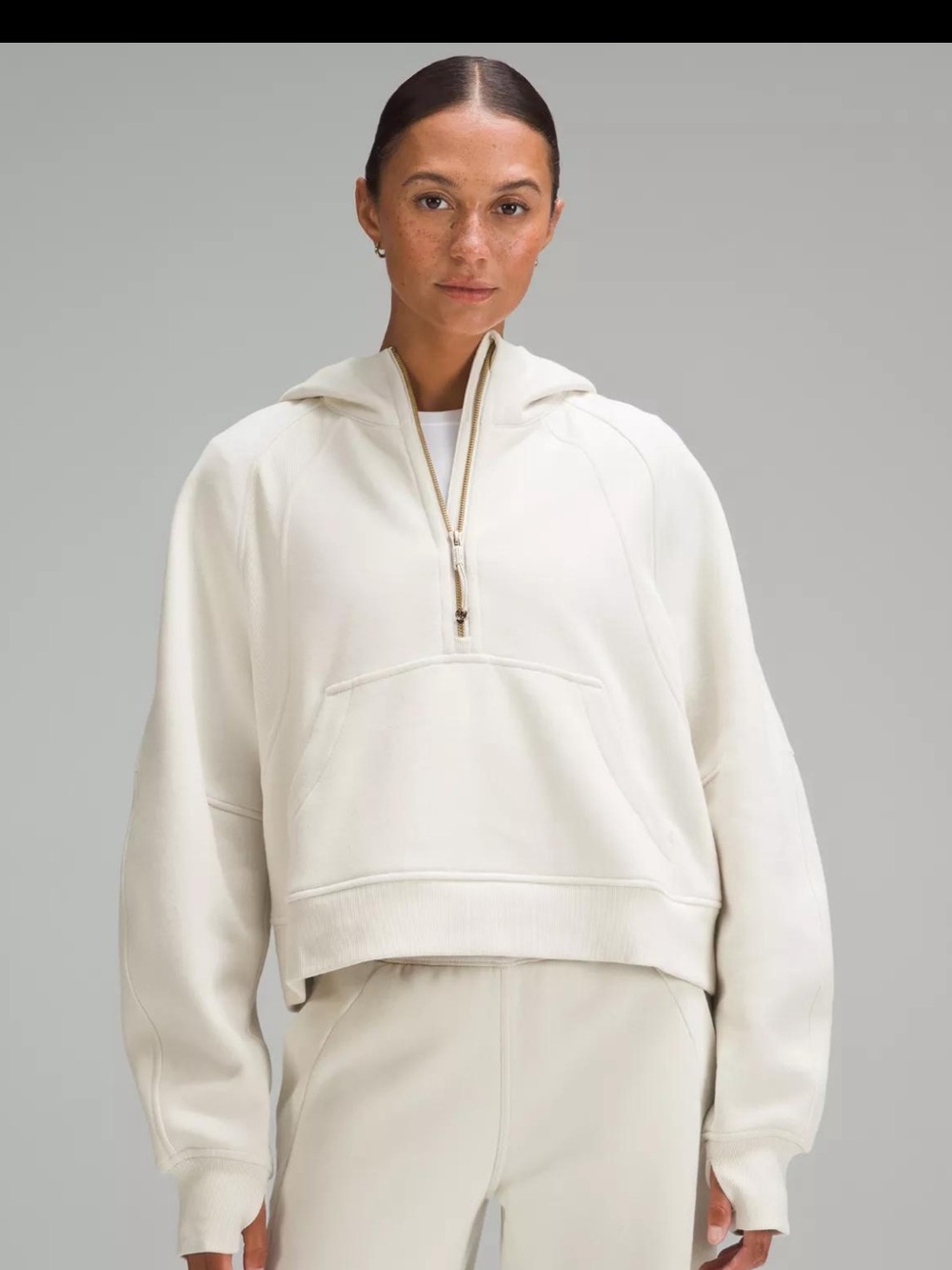 Lululemon Scuba Oversized Half-Zip Hoodie Light Ivory Gold XS/S